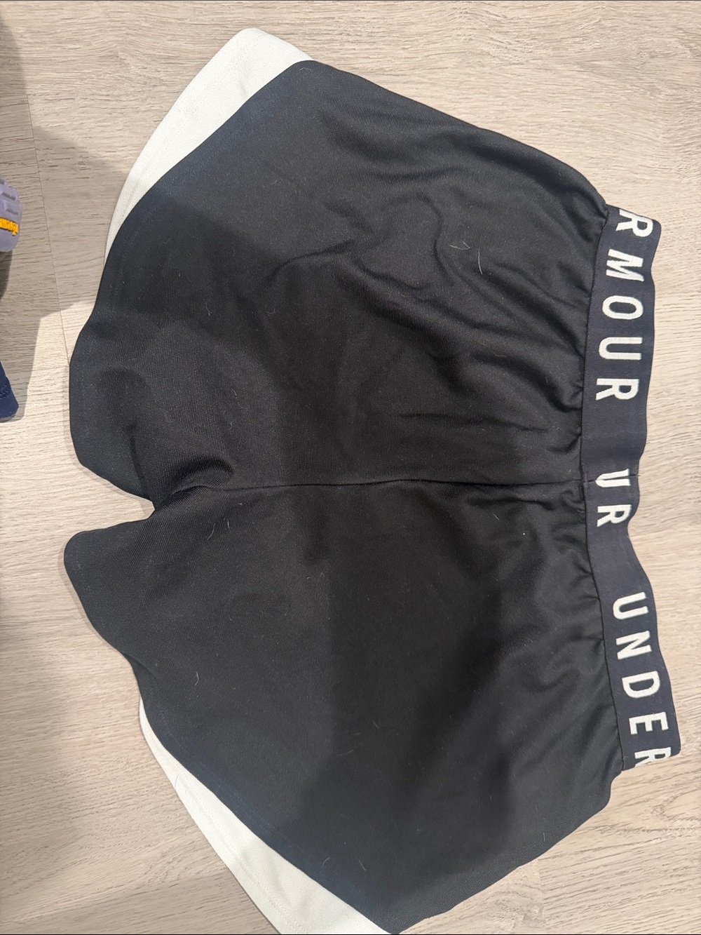 Under Armour Black and White Women's Athletic Shorts with Branded Waistband - Picture 2 of 3